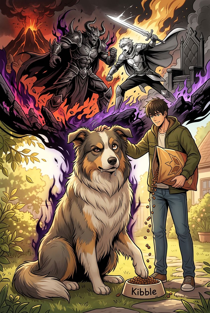 Je Suis Le Roi Des Démons Depuis Deux Mille Ans Et Maintenant Je Suis Un Chien De Berger Et Ce Héros Qui M'A Vaincu Avant Est Mon Maître Et Il Me Donne Des Croquettes Et Je Dois Cacher Que J'Ai Envie De Conquérir Le Monde Mais Aussi Que Je Veux Des Caresses